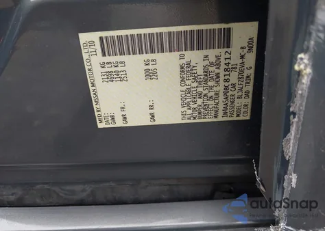 2011 Nissan Maxima 3.5 Sv from USA, damaged, VIN 1N4AA5AP0BC818412